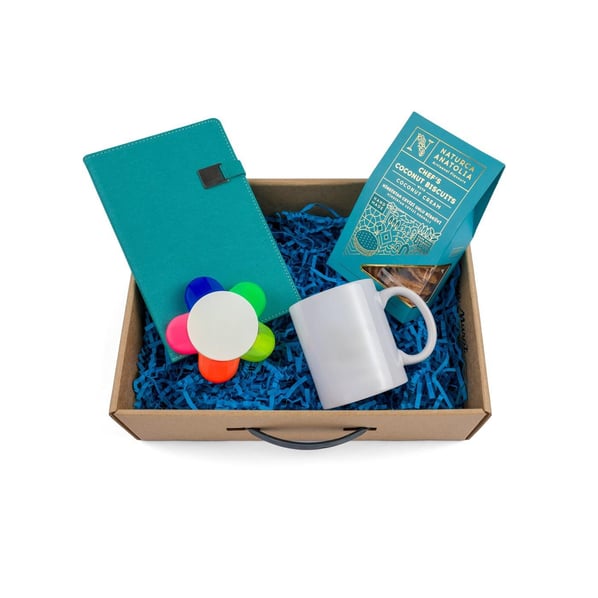 Mavi Detaylı Ofis Seti Hediye Kutusu
